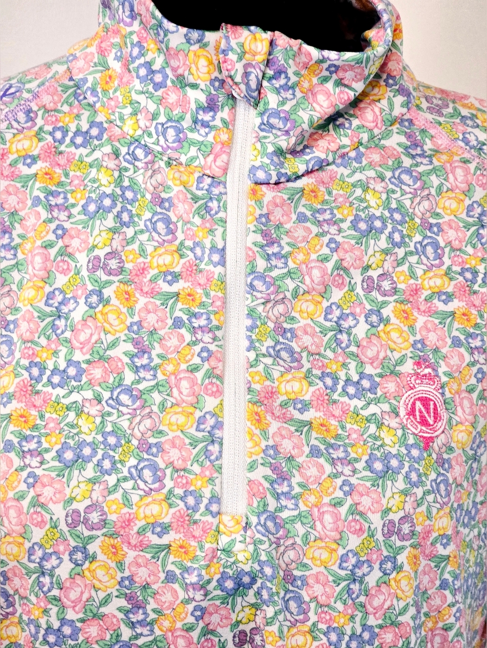 RLX Ralph Lauren Floral Quarter Zip Pullover Jacket Large Golf Performance Pink - Picture 7 of 13